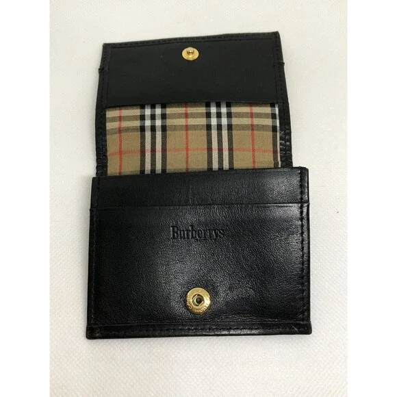 Authentic Burberry Bifold Wallet Card Coin Case Black Burberrys